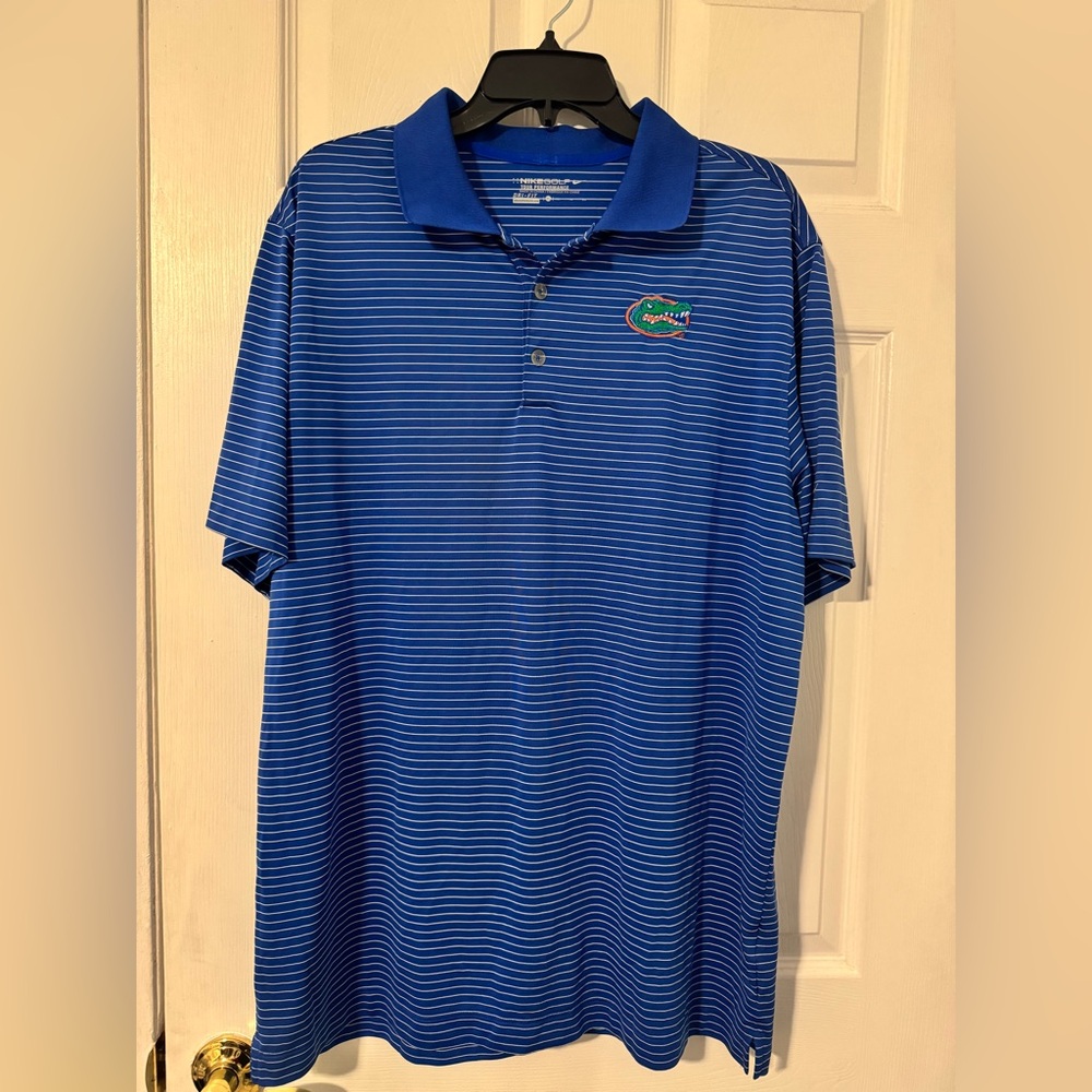 Nike University of Florida Gators Blue and White Striped Men's Polo Shirt